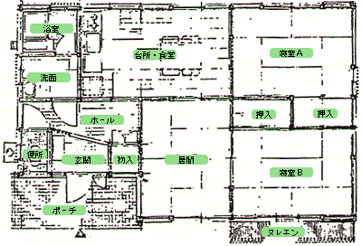 日余沢団地(No.1~No.6)の間取り図