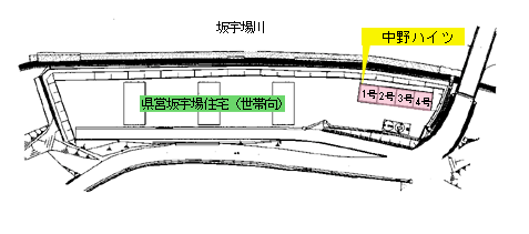 中野ハイツ (単身者向) 棟の配置図